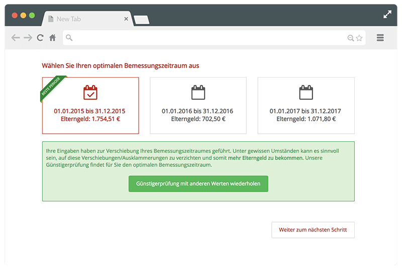 Ihren besten Bemessungszeitraum ermitteln mit unserer Günstigerprüfung