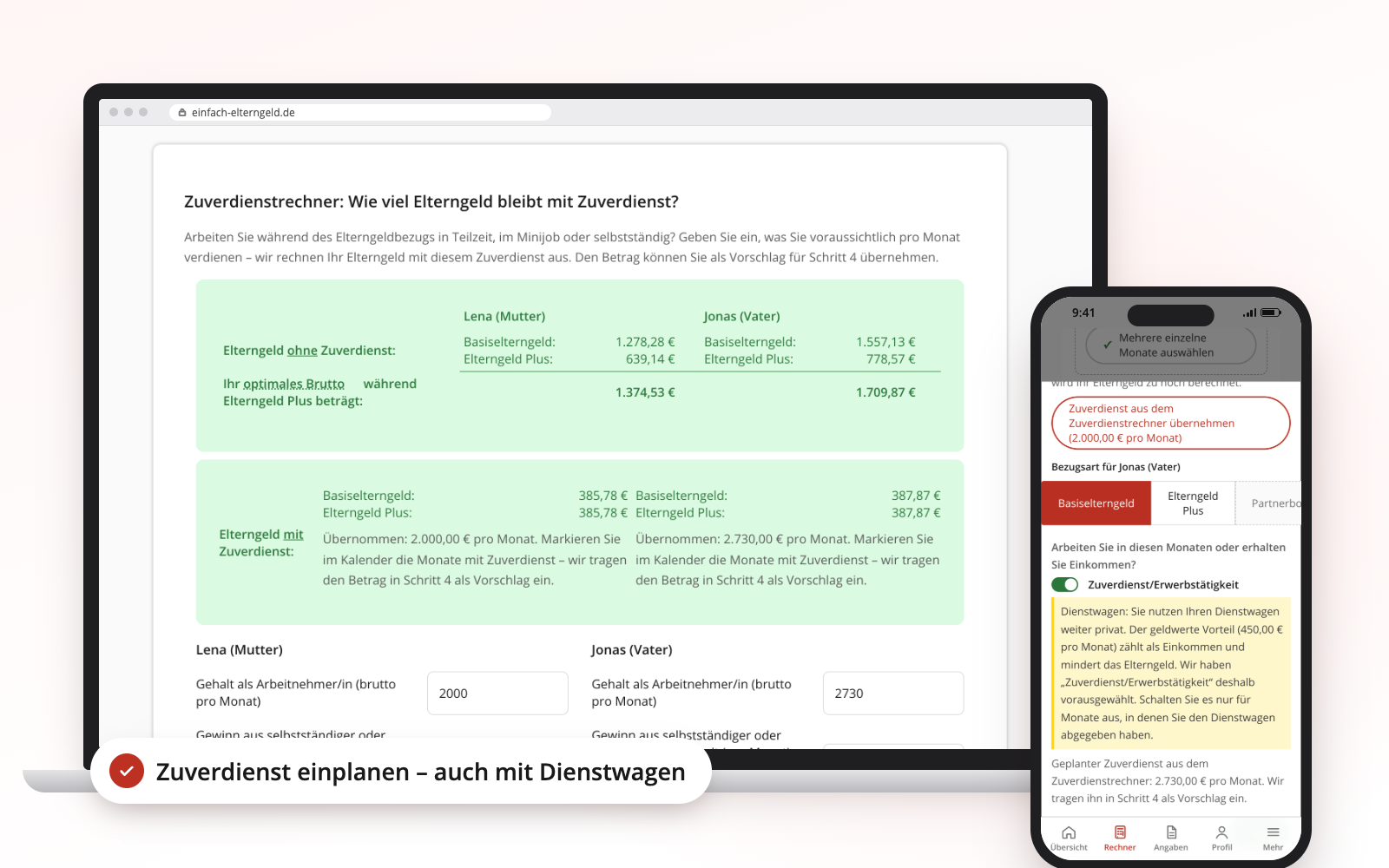 Additional-income calculator and company car note