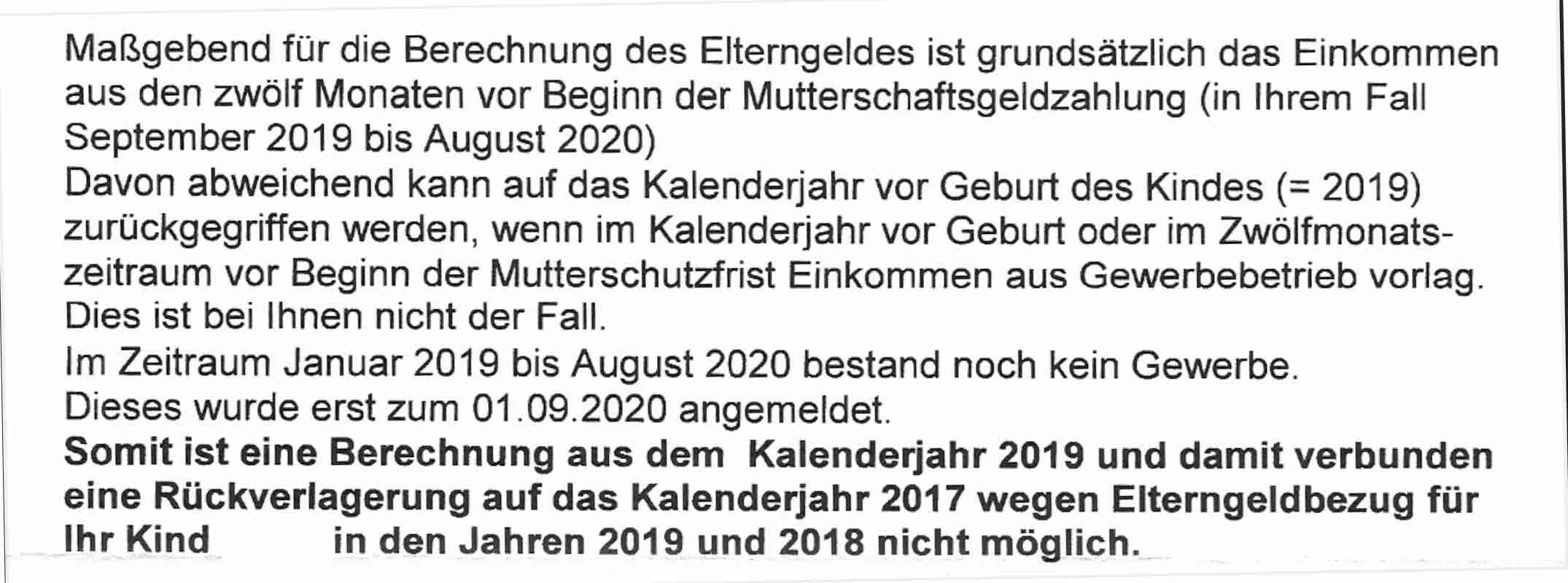Elterngeld - Verschiebung des Bemessungszeitraumes aufgrund Selbständigkeit beim zweiten Kind nicht möglich, da zu spät angemeldet